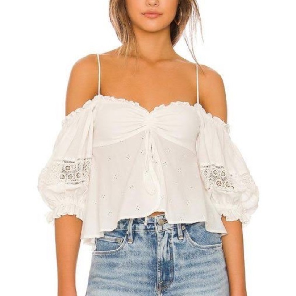 Free People Women’s Ruched Off The Shoulder Cropped Top NWT - Picture 6 of 6